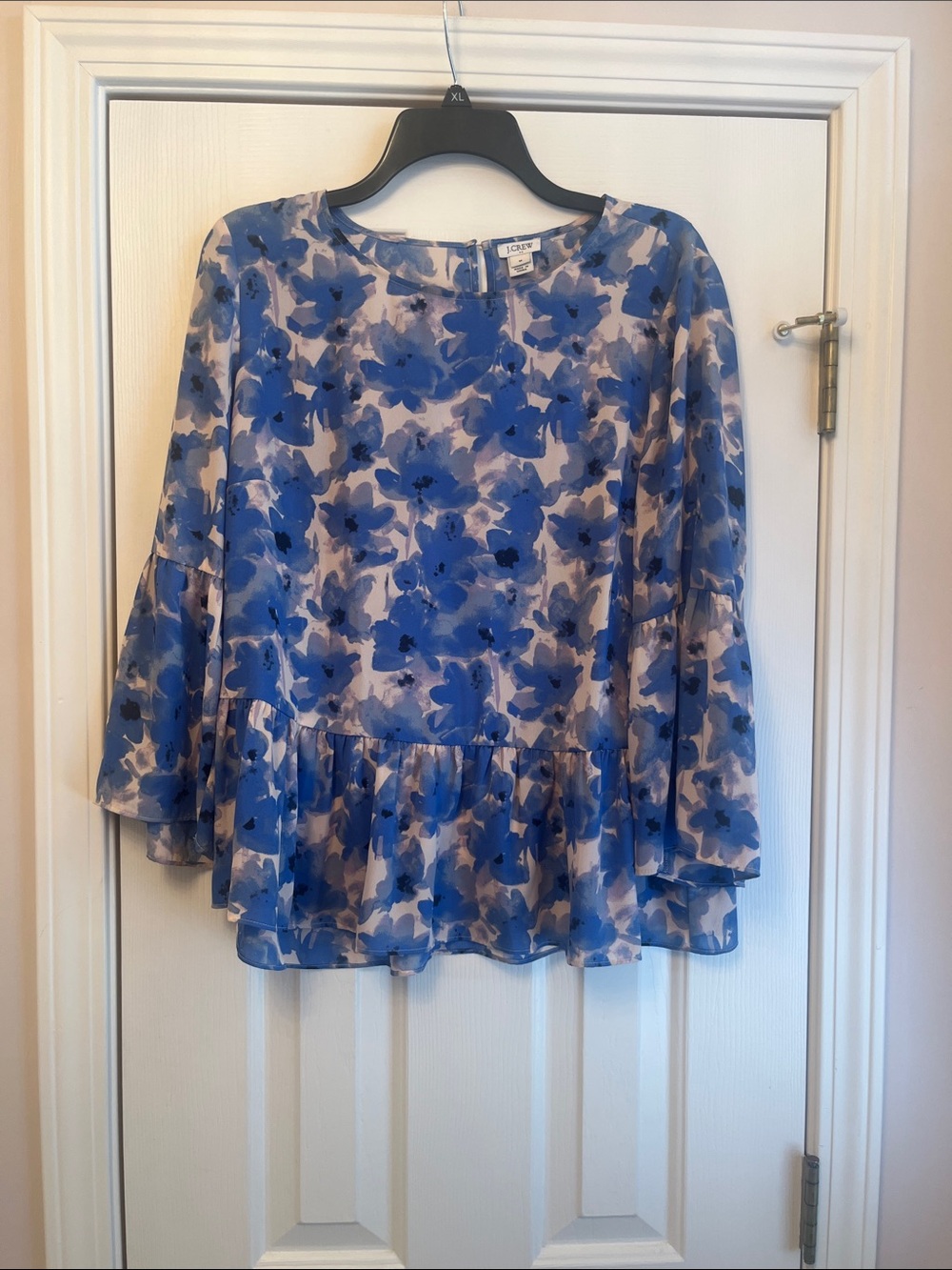 J. Crew Blue Floral Peplum Tunic